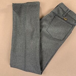 Vintage Wrangler Pants Mens 34x32 Blue Polyester Western Dress Work Wear Flared